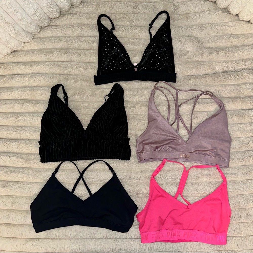 Lot of 13 Bras, Bralettes & Sport Bras, Victoria’s Secret & Pink included, 36D